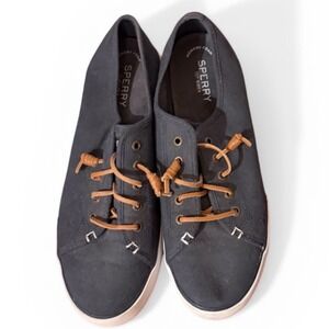 Sperry Top-Sider Crest Vibe‎ Navy Blue Canvas Sneakers Womens Low Boat Shoes 9.5